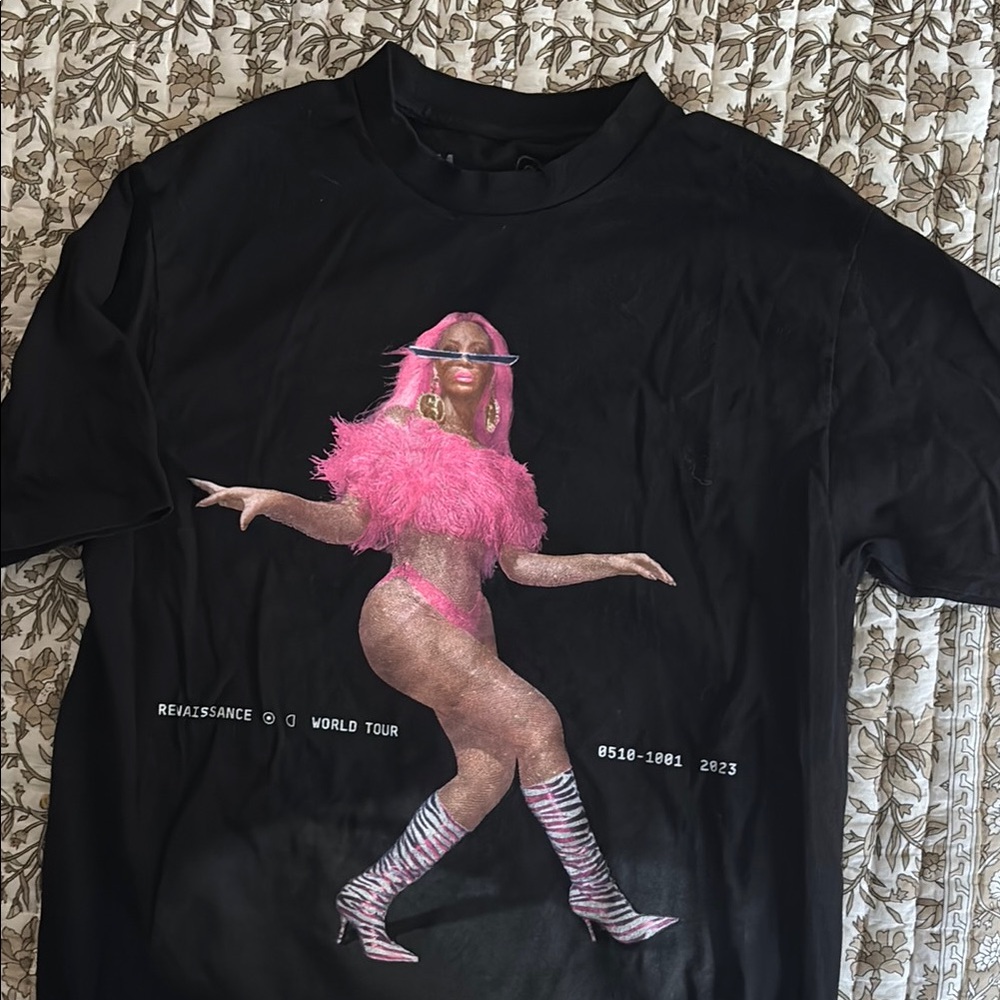 Black T-Shirt with Pink Graphic Design